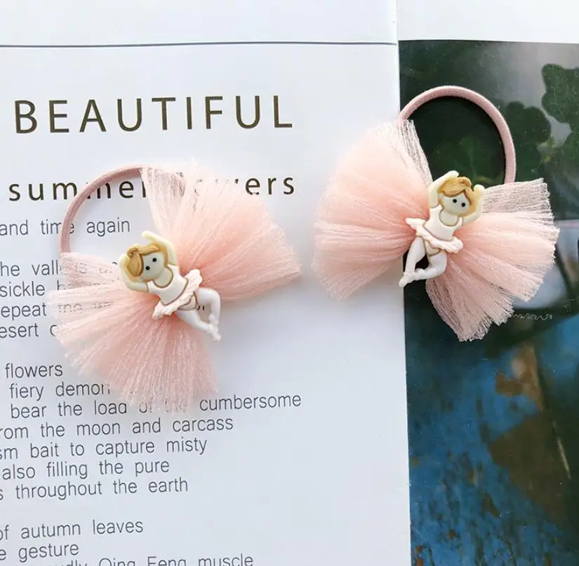 NEW Kids animal flower Ribbon hair bow elastic hair band girls scrunch rubber band toddlers Chiffon ties ring hair accessories