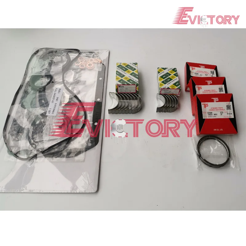 For Isuzu 3KB1 piston ring + full engine gasket kit + crankshaft & con rod bearing