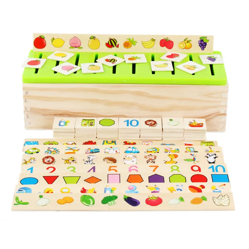 Montessori Educational Wooden Game Recognition Baby Kids Early Learning Classification Box Puzzle for Children Math Toy