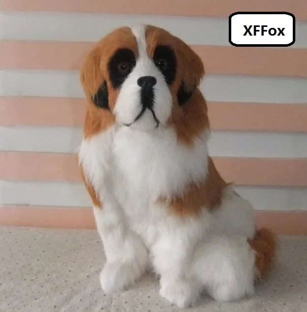 new real life sitting dog model plastic&furs saint bernard dog doll gift about 25x8x24cm xf1605