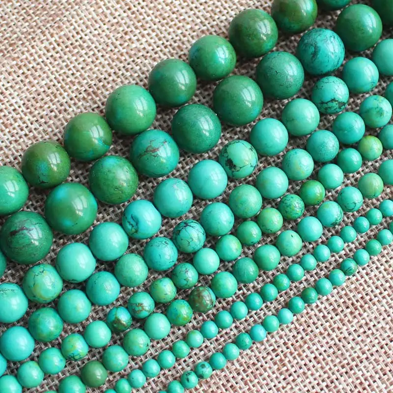 

Wholesale 4-12mm Natural Green Turquois Round Loose Beads 15"/38cm,For Jewelry making, can mixed wholesale!