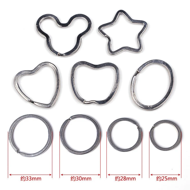 REGELIN Star/Oval/Heart Shape 25/28/30/33mm Round Keychain Circle Keyring Findings Fit DIY Keychain Rings Circles Accessories