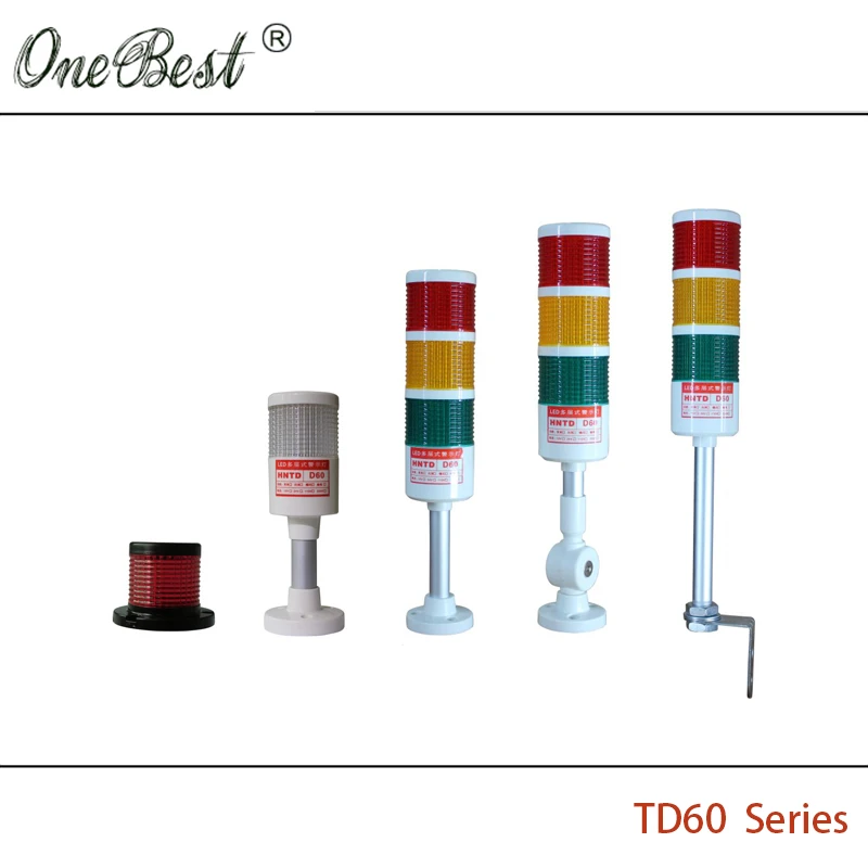 HNTD 24V LED Indicator Warning Signal Light Monolayer Multicolor Rod Type Often Bright Buzzer Flashing TD60 Hot Sales