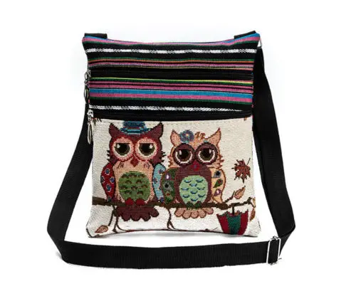 Retro gufo stampa pacchetto diagonale borse a tracolla Organizer da viaggio zaini floreali da donna Mini pacchetto pochette borse a tracolla