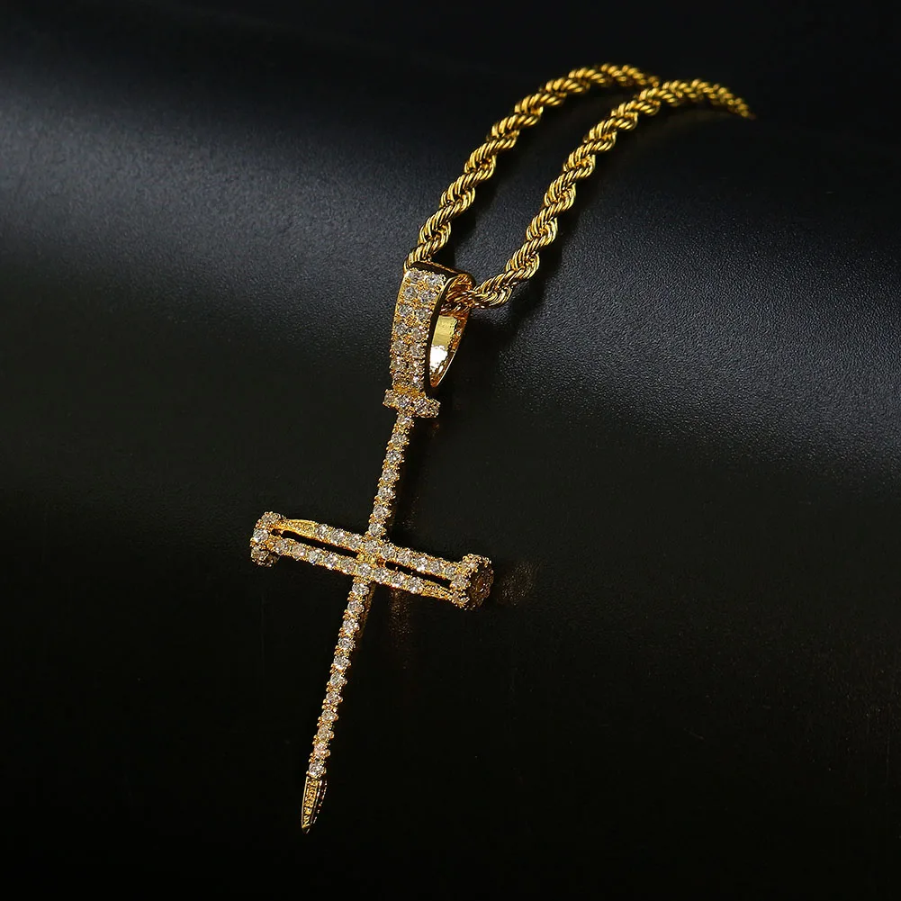 TOPGRILLZ Hip Hop Ankh Cross Pendant Necklace Micro Pave AAAA+ Cubic Zirconia Egyptian Style 24\