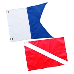 2pcs Red Blue Diver Down Boat Flag Scuba Diving International Sign 60x70cm Diver Down Flag Simple Assembly