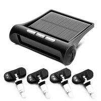 New Solar Power Car Tire Pressure Monitoring System TPMS LCD Display Wireless + 4 Internal Sensor Auto Security Alarm