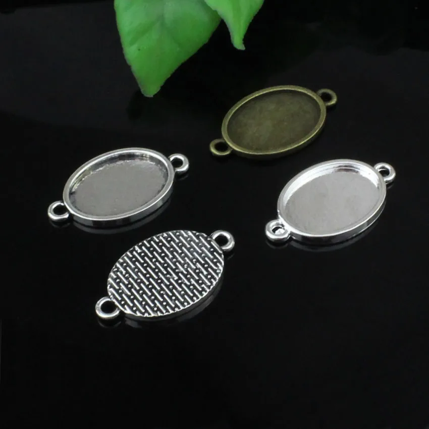 Fit 13x18mm owalne Cabochons złącze taca Cameo szkło Cabochon ramki bezel ustawienia biżuteria akcesoria do wyrobów DIY 20 sztuk/partia