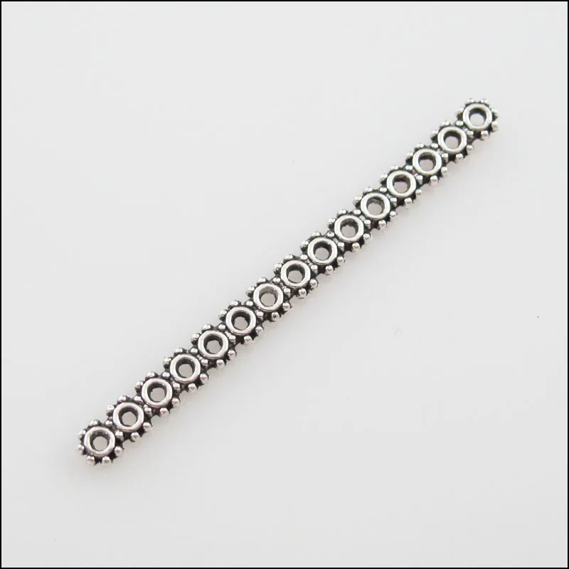 25Pcs Tibetan Silver Tone 15-Hole Spacer Bar Beads Connectors Charms 3.5x46mm