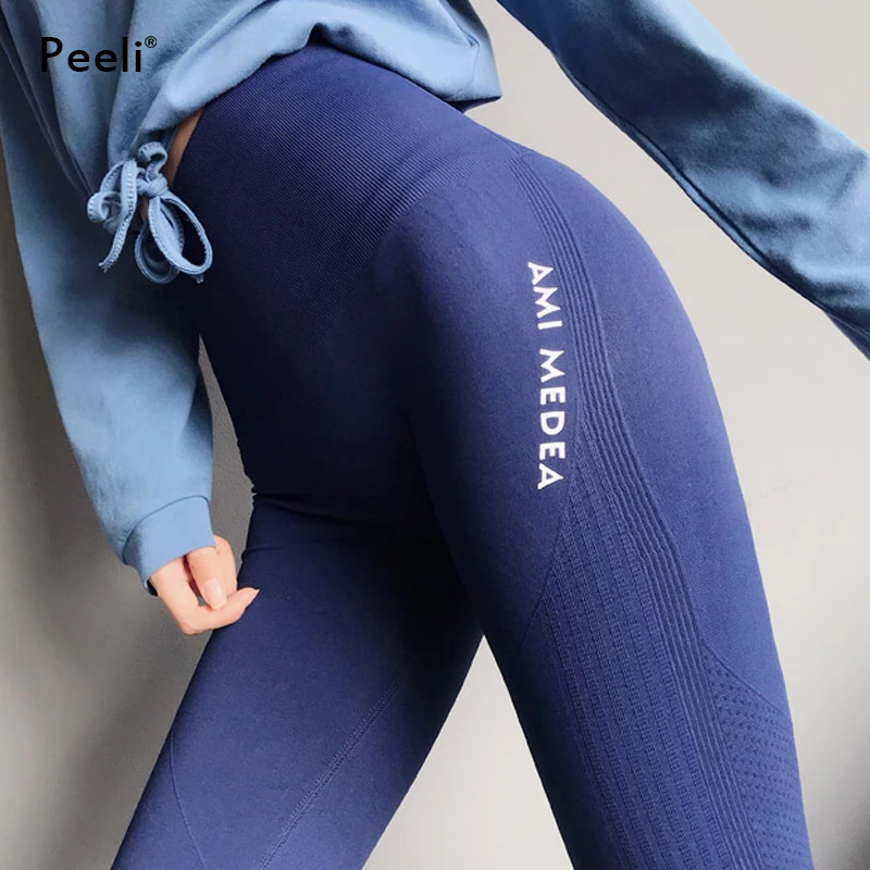 Peeli Tummy Control Yoga Pants Women Seamless Leggings Fitness Gym Tights Push Up Sports Leggings High Waist Workout Sportswear