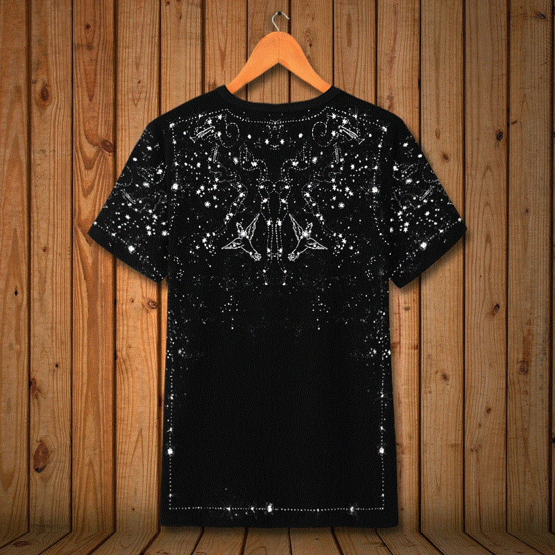 American style Constellation Star Printing fashion short sleeve t-shirt Summer 2018 New high quality elastic t shirt men S-6XL