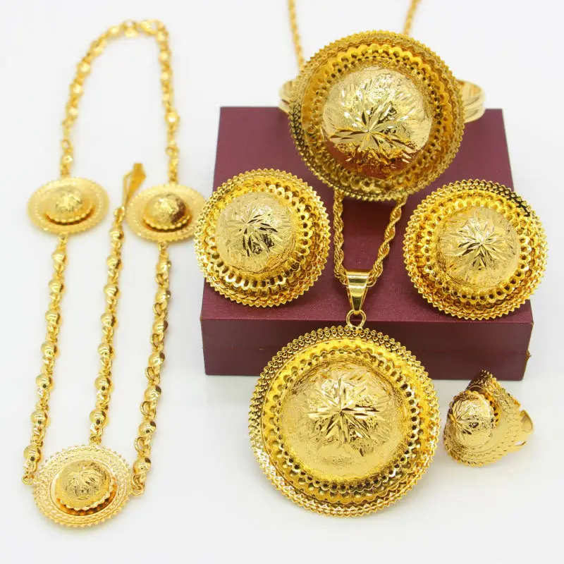 Adixyn New Traditional Festival Jewelry 24K Gold Color Party/Wedding Ethiopian/African Women Fashion Jewelry Set