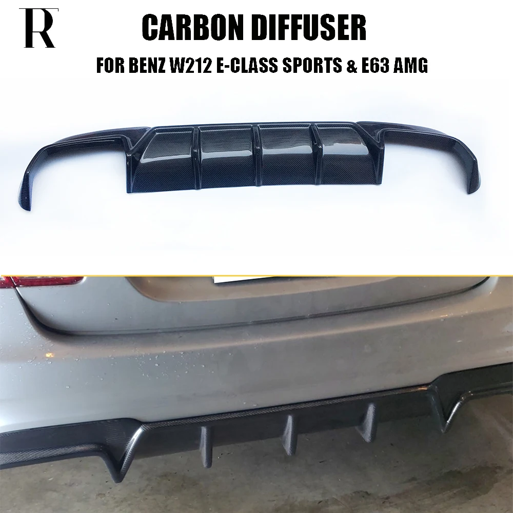 B Style Carbon Fiber Rear Bumper Diffuser Splittefor Benz W212 Facelift E200 E260 E300 With Amg Package & E63 AMG 2014 2015 2016