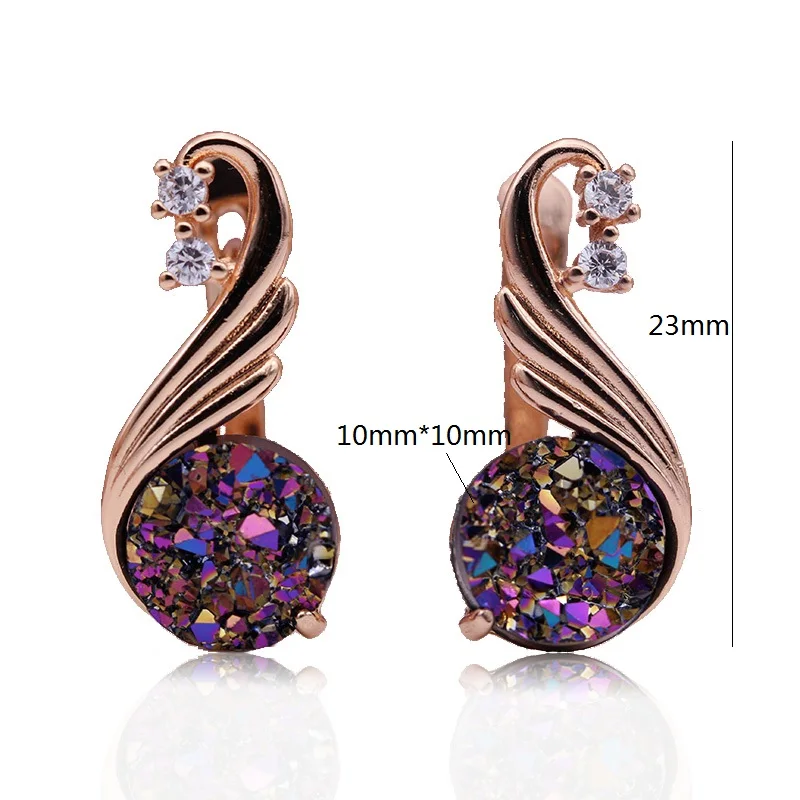 PATAYA New Colorful Crystal Cave Onyx Drop Earrings 585 Rose Gold Color Natural Zircon Long Earring Women Luxury Fashion Jewelry