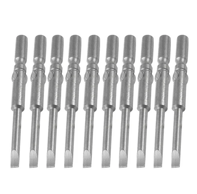 

10 Pieces Slotted Screwdriver Bit S2 Steel 5mm Shank 60mm Long 3mm Flathead Screwdriver Bits