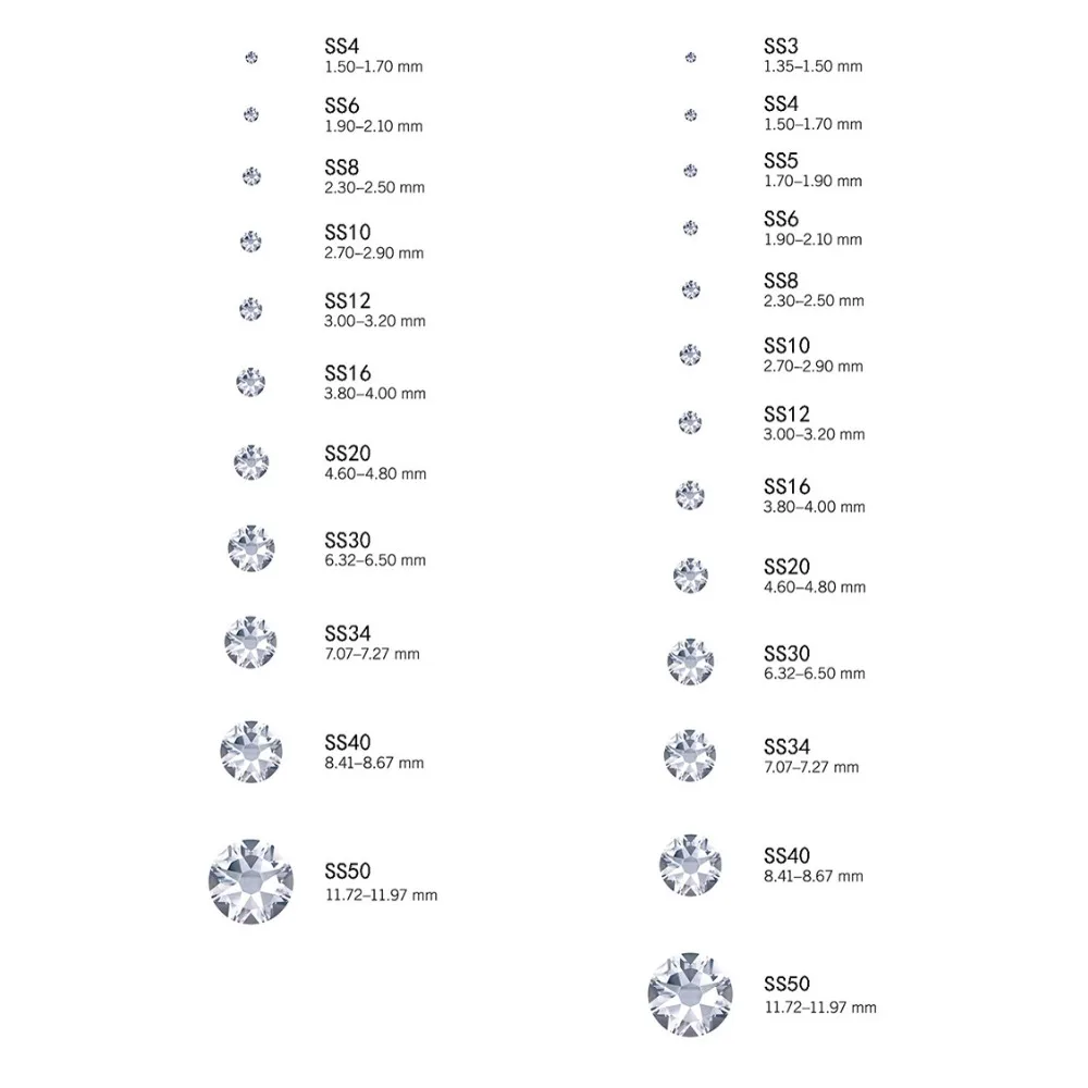 Hot Fix Iron On Rhinestones For Clothes SS12 SS16 SS20 SS30 SS40 SS50 Glass DIY Glass Crystal AB HotFix Strass Stone