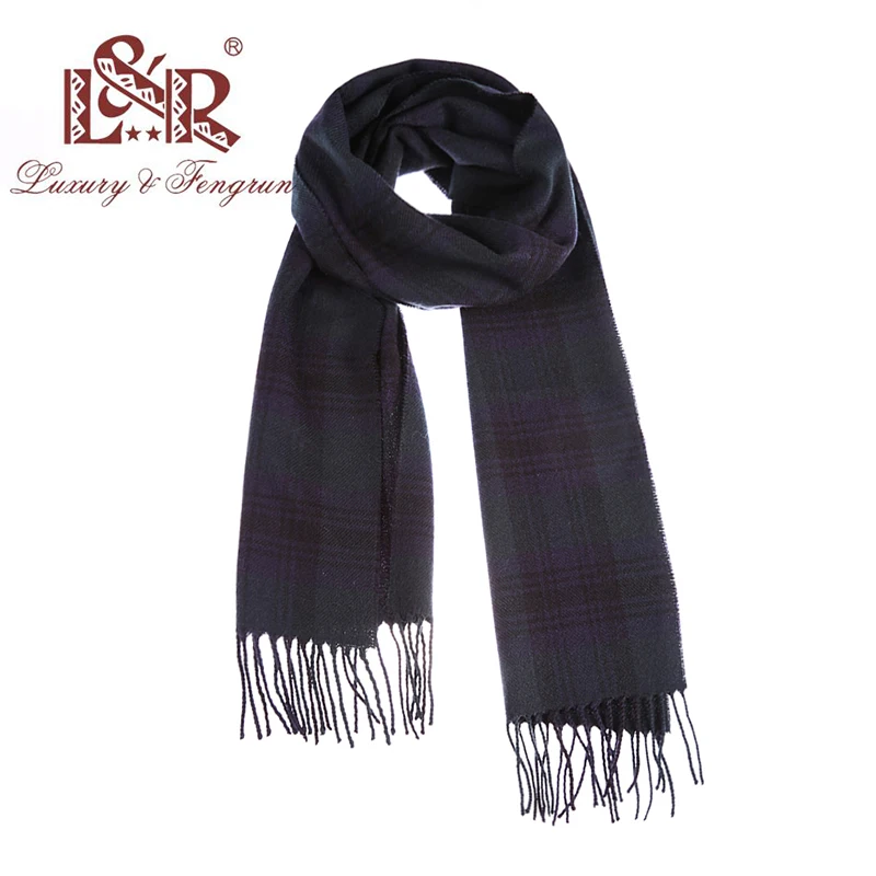 High Quality 100% Wool Scarf Men Autumn Winter Plaid Scarves Foulard Male 2021 Luxury Brand Neckercheif Tassel Bufandas Hombre