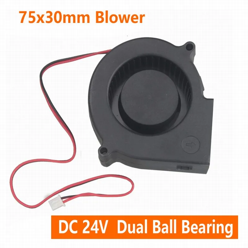 Gdstime 50 pcs  DC Cooling Fan 75mm Dual Ball Bearing Blower Fan 75x30mm 7530 2 Pin Turbo Centrifugal Brushless Cooler24V