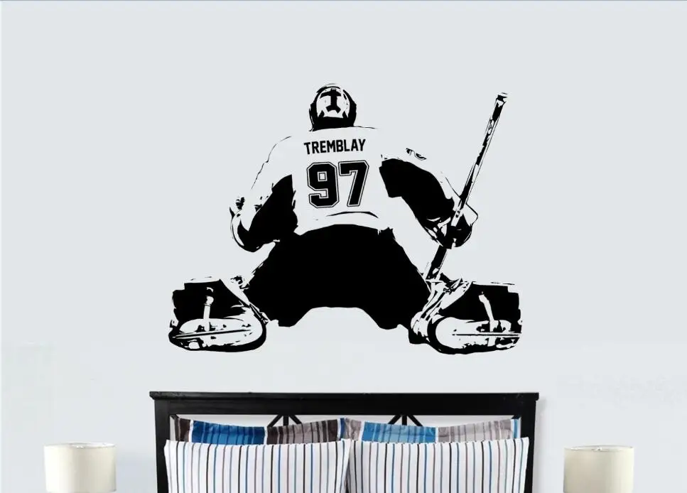 Hockey Goalie player Wall art Decal sticker personalized Name number home decor Wall Stickers For Kids Room Boy Bedroom A184