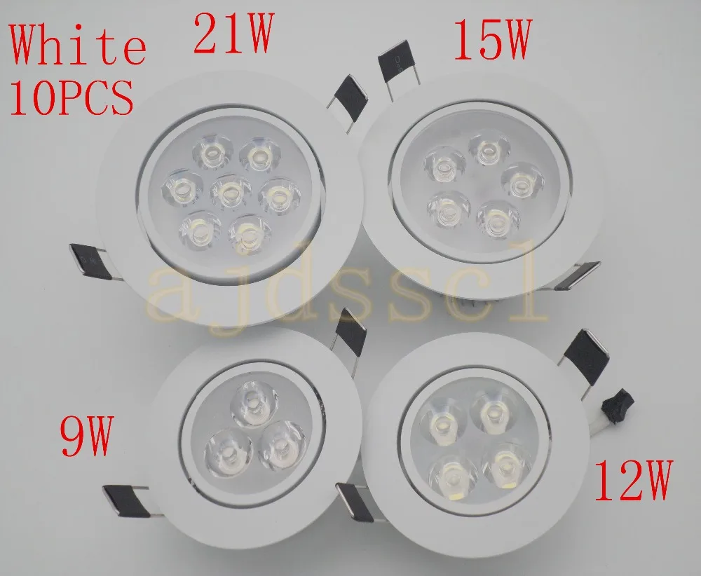 

10X LED round Dimmable Led downlight light Ceiling Spot Light 6w 9w 12w 15w 21w AC110-220V ceiling recessed Lights Indoor Light