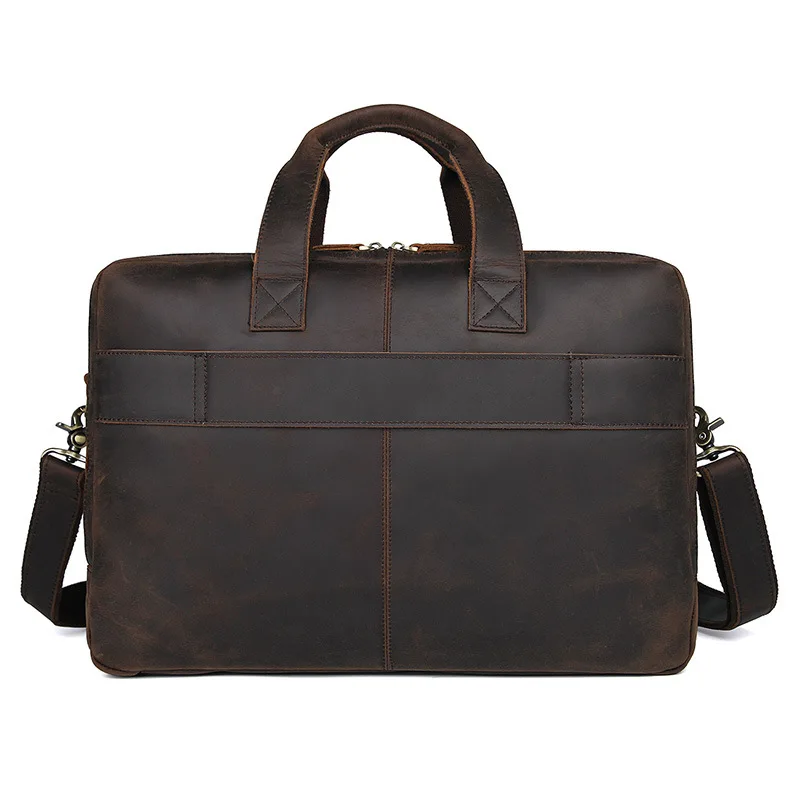 Multifunction Crazy horse Genuine Leather Men Briefcase 17\