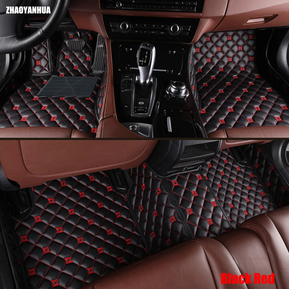 ZHAOYANHUA Car floor mats Case for Toyota Camry Corolla RAV4 Mark X Crown Verso Cruiser car-styling leather Anti-slip carpet lin