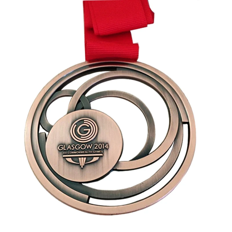 

Free home delivery electroplating hollow medallion quality red copper 3D medal