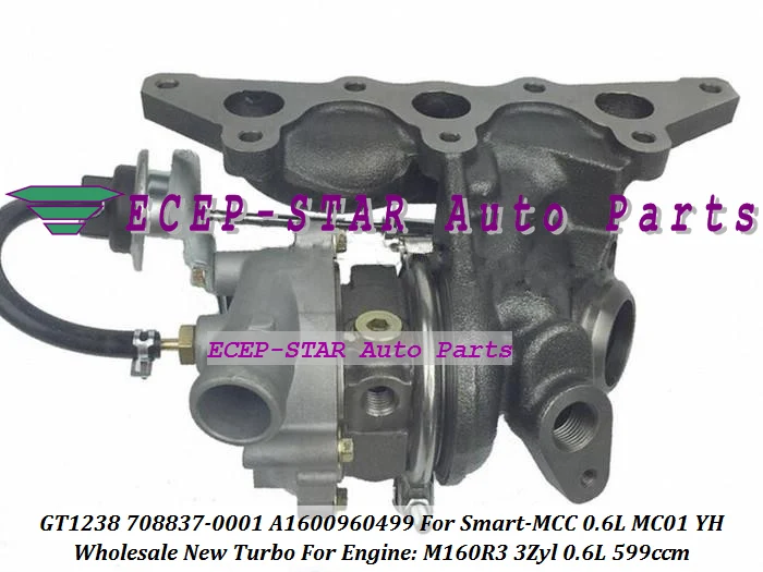 GT1238 708837-0001 708837 1600960499 A1600960499 Turbo Turbolader For Smart-MCC For Smart 0.6L MC01 YH M160R3 3Zyl turbocharger