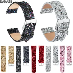 22mm Shiny Glitter Christmas Leather Wrist Strap for Samsung Galaxy Watch 3 Gear S3 Band For Huawei GT 2 3 Wristband Bracelet