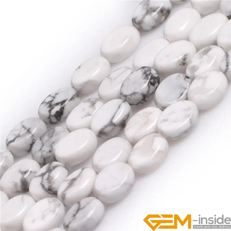 

8x10mm Oval White Howlite Stone Beads Natural Stone Beads Loose Beads For Jewelry Making Strand 15 Inch Wholesale