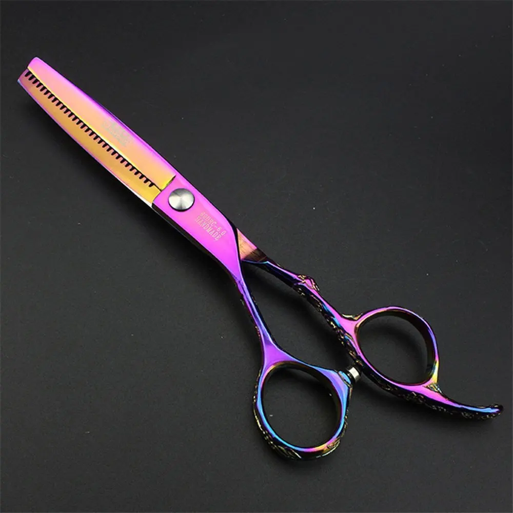 Sharonds Japan 440c Professional Hairdressing Left Hand Scissors 6 Inch Purple Salon Barber Shop Thinning Scissors Set