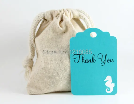 Teal Thank You Tags with Seahorse Teal Tags, ocean wedding Birthday Tags, Favor Gift Tags, Under the Sea Party