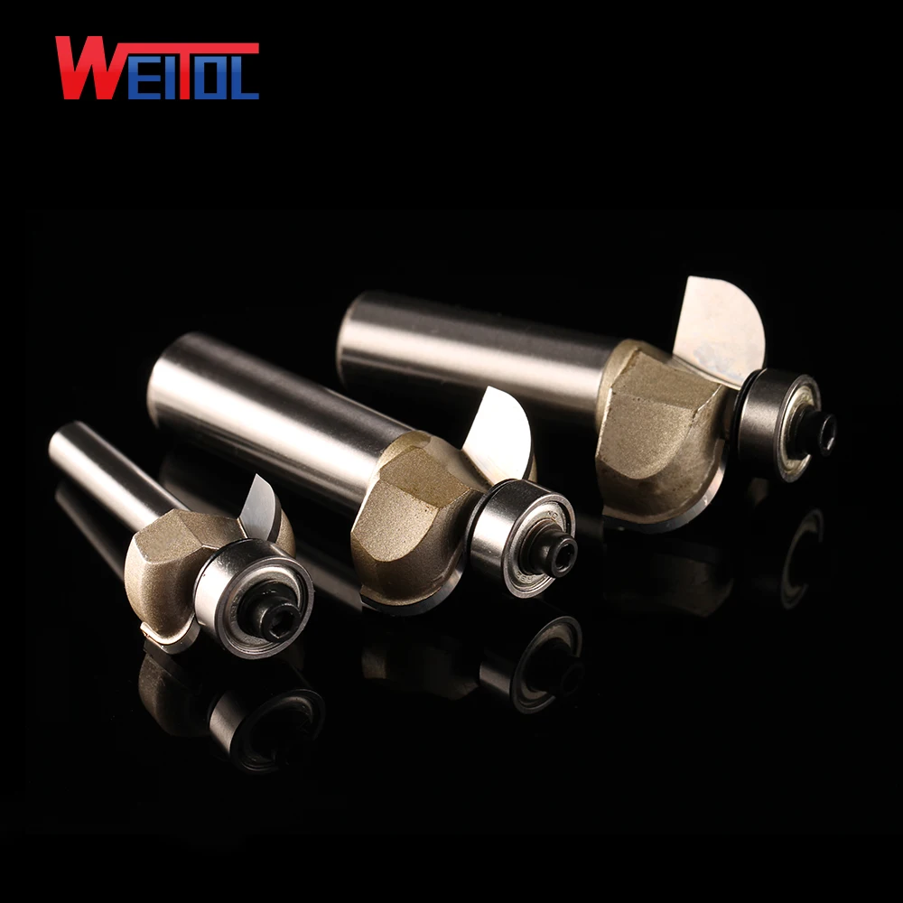 Weitol1pcs  Arc trimming tool with bearing CNC Engraving Router Bit Trimmer Chamfer Carving Tool Round Over Bit