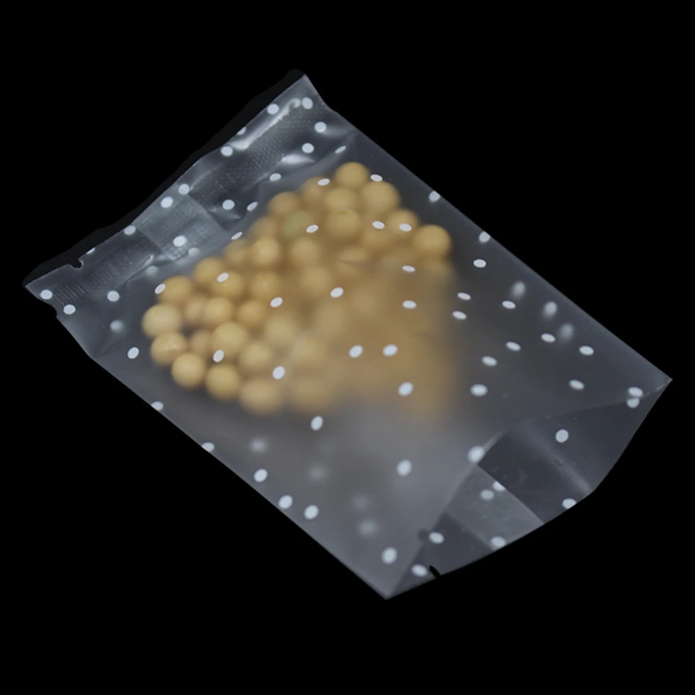 400Pcs/lot White Dots Plastic Open Top Cookies Package Bag Heat Seal Bakery Snack Packing Pouch Candy Nuts Packaging Bag 5 Sizes