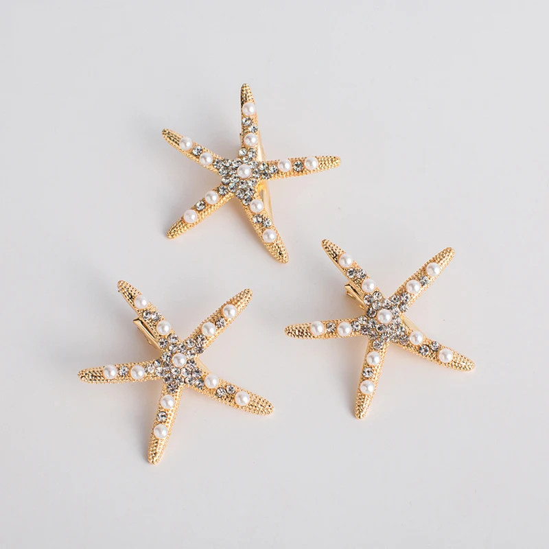 2 Pcs Fashion Starfish Bridal Hair Comb Bride Headpiece Hair Clip Wedding Hair Accessories Hairpins Girl's Jewelry Ornament