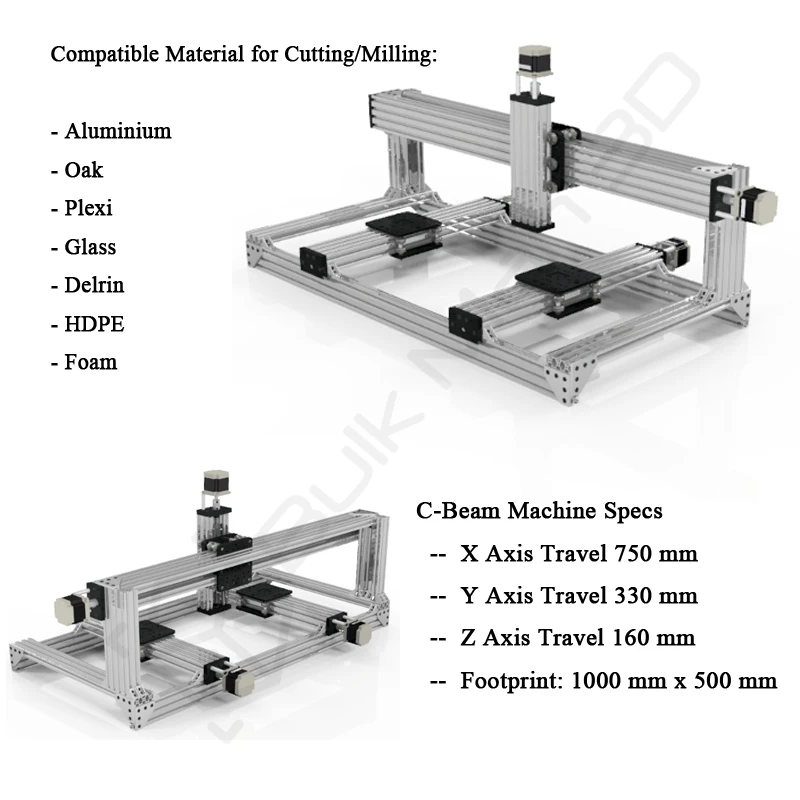 20%off BulkMan 3D 4Axis C-Beam XL Large Machine Mechanical Kit DIY CNC Milling Engraver Bundle with 2.45N.m Nema23 Stepper Motor