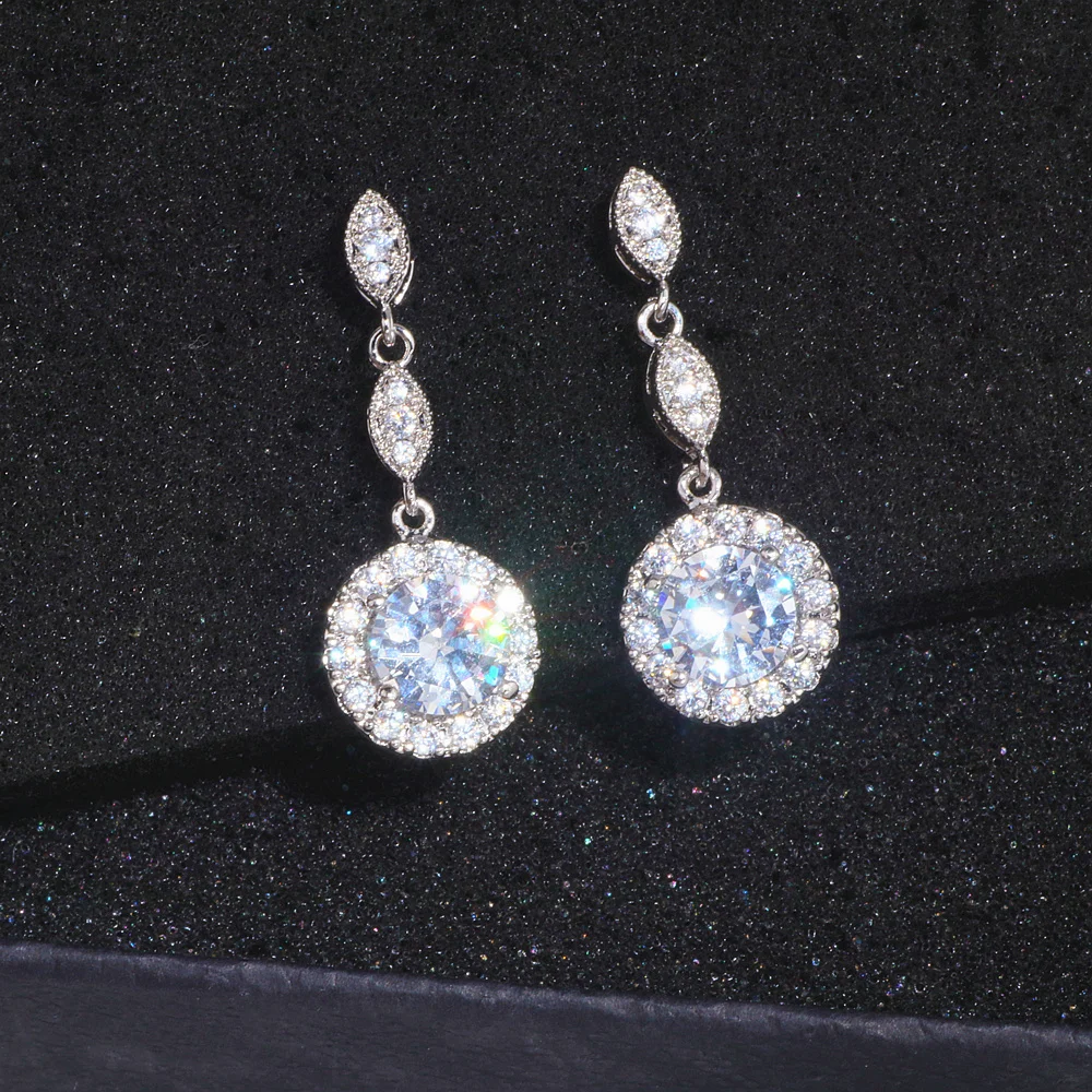 Luxury Female Water Drop Earrings Fashion AAA+ Zircon Stone Earrings Elegant Long Dangle Earrings Women Wedding Jewelry Gifts