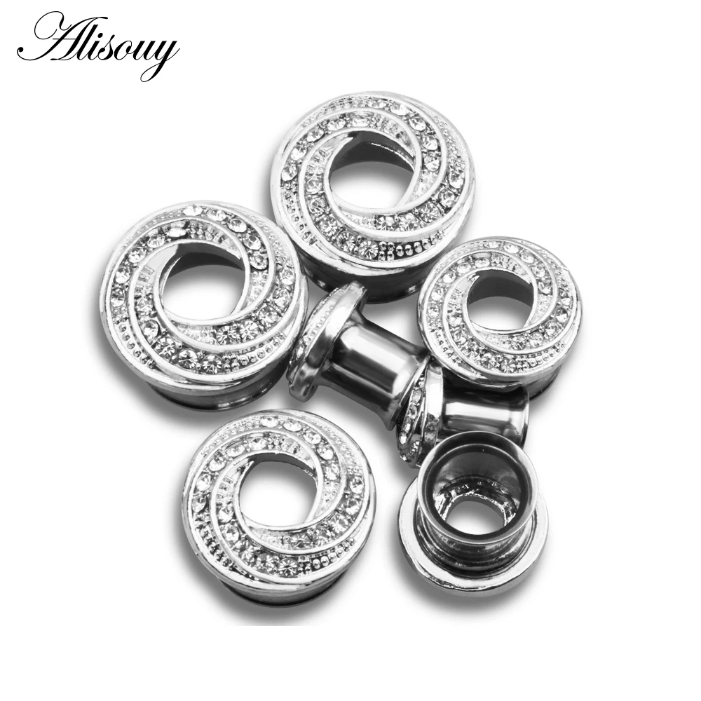 Alisouy Fashion 2pcs Stainless Steel Ear Tunnel Reamer Ear Dilators Gauges Dangle Stretcher Expander Body Piercing Ear 6mm-16mm