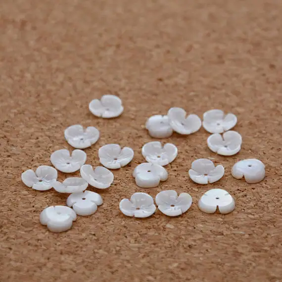 4개 10mm 진주 쉘 꽃 비즈, 화이트 쉘 비즈, 쉘 쥬얼리 만들기