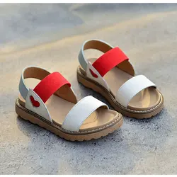 New Children's Sandals Fashion Genuine Leather Mixed Color Princess Shoes Party Show Girls Sandals Size 26-36