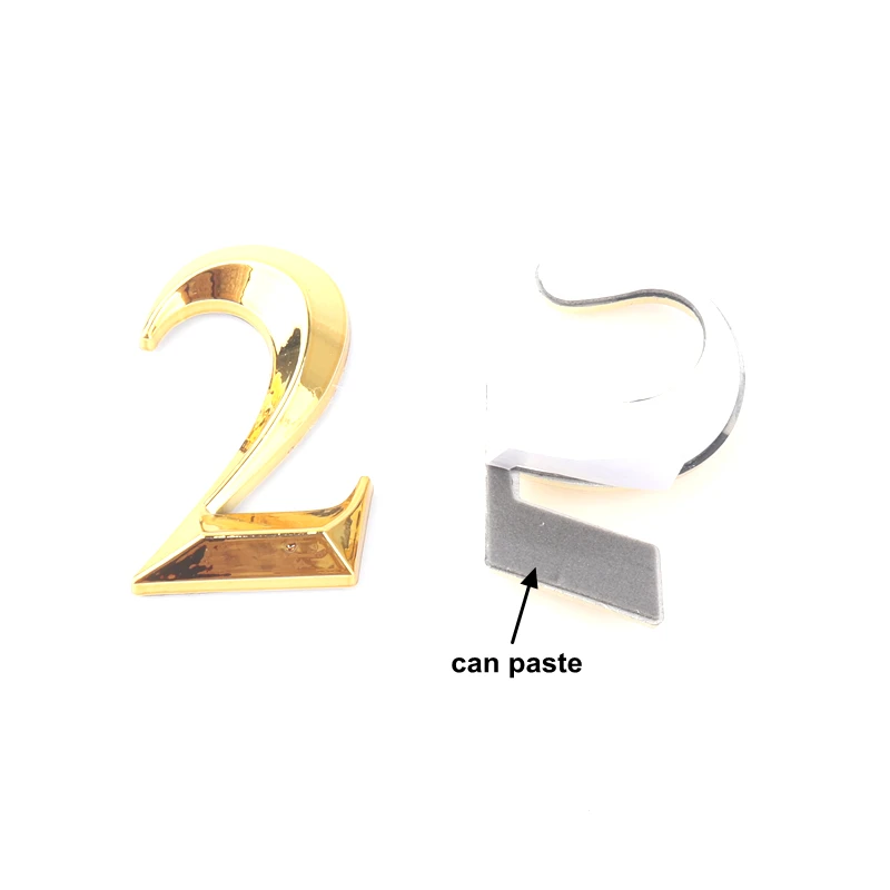 1pc 5cm Number Plate 0,1,2,3,4,5,6,7,8,9 Modern Golden Plaque Number Apartment/Hotel/Car DIY Logo Sticker Plate