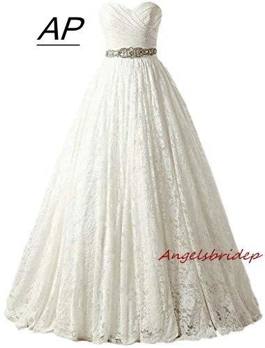 

ANGELSBRIDEP Sash Sewn With Beaded Sweetheart Wedding Dresses 2021 Charming Lace Vestido De Noiva Formal Occasion Wedding Gowns