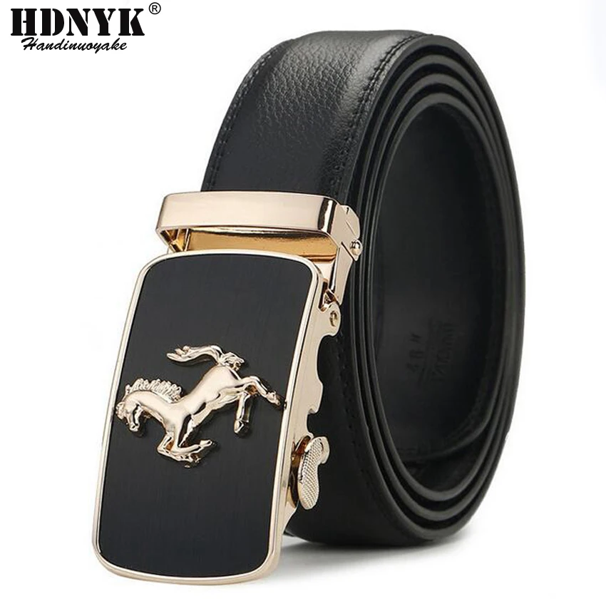 Hot Sell Brand Horse Designer Automatic Buckle Belt Men Genuine Leather Belt Man Luxury Men Belts Alloy Buckle Best As Gift