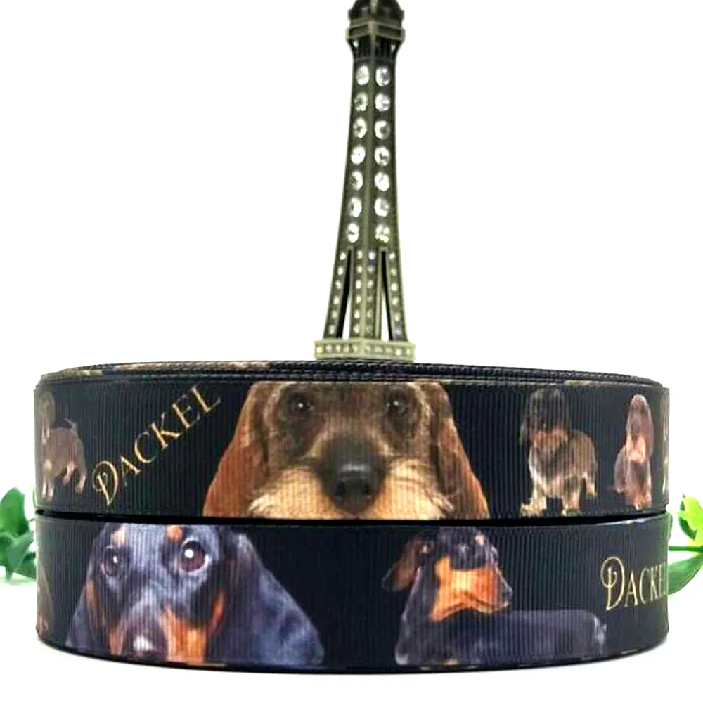 

10 Yards 22MM Black Cartoon Ribbon DIY Gift packaging Handmade Materials Headwear Dog Ribbon Collar Grosgrain