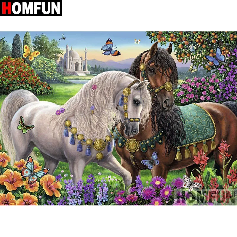 

HOMFUN Full Square/Round Drill 5D DIY Diamond Painting "Animal horse" Embroidery Cross Stitch 5D Home Decor Gift A08775