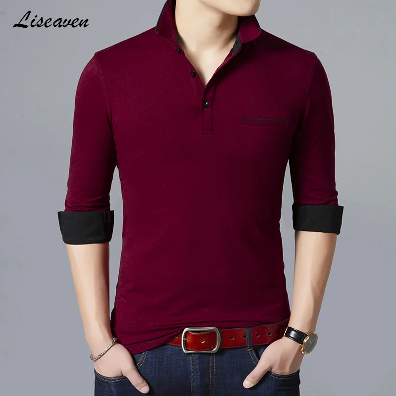 Liseaven T-Shirt Men Solid T Shirt cotton tee shirt men's tshirt Full sleeve tees men's clothing