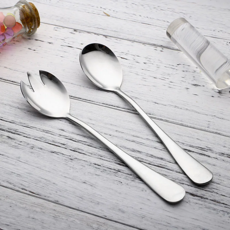 100pcs/lot Stainless Steel Salad Fork Spoon Spaghetti Pasta Fruit Hotel Western-style Food Dessert Tableware ZA5048