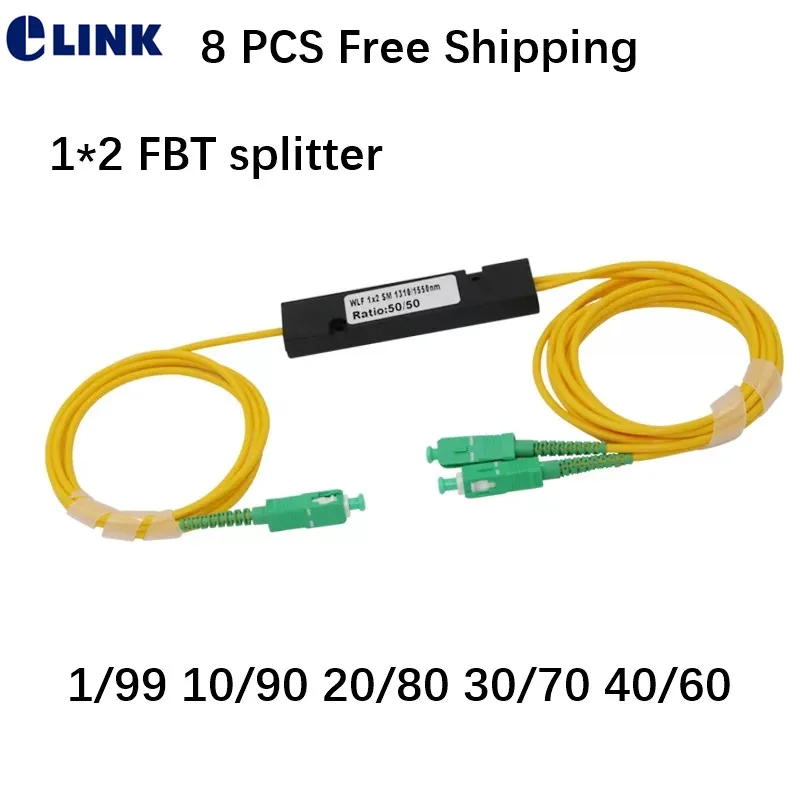 FBT splitter 8pcs SC/APC Abs box dual window 30/70 90/10 80/20 ratio optical fused coupler for FTTH 1310/1550nm free shipping