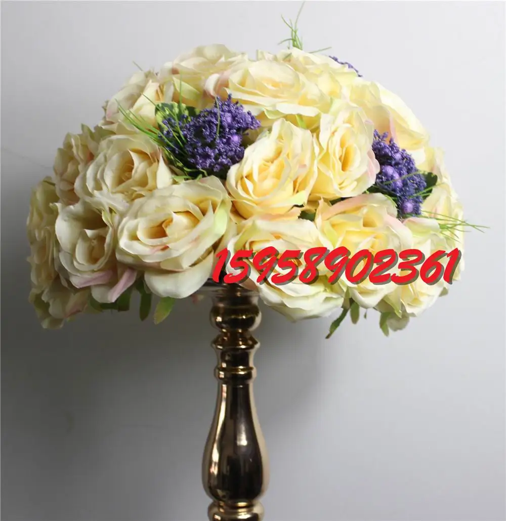 SPR champagne 2016 style 10pcs/lot wedding road lead artificial wedding table flower center flower ball decoration