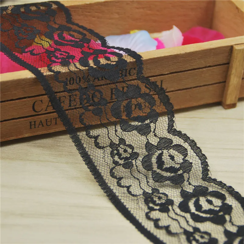 Polyester Lace Trim Fabric, Sewing Accessories, Cloth, Wedding Decoration Ribbon, Craft Supplies, Silver, Gold, Black, 50Y, L960